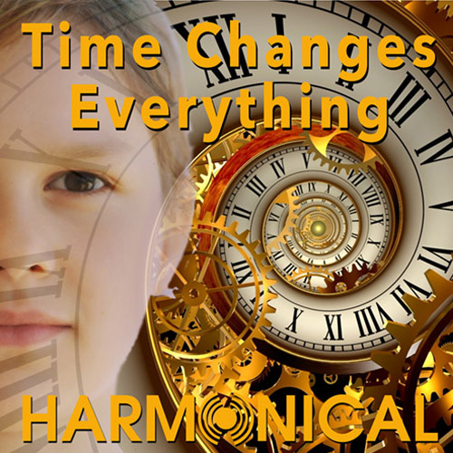 image of face aging against clock